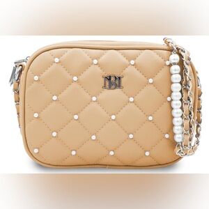 BADGLEY MISCHKA Diamond Quilted Camera Bag w/Pearls- Pink (NWT)